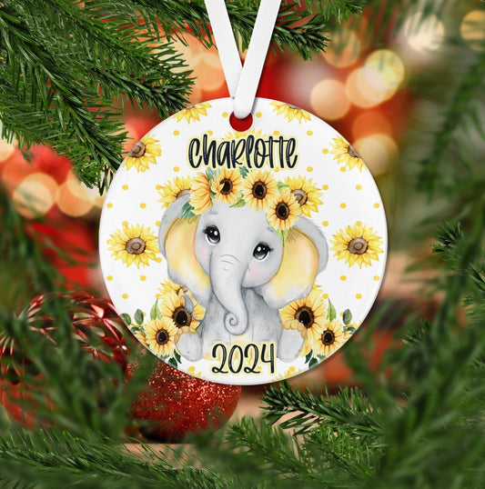 Baby Elephant Christmas Ornament 2024