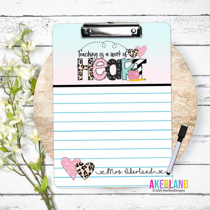 Teacher Double Sided Dry Erase Clipboard, Teacher Appreciation Gift, Mini 6x9in or 9x12.5in, Teacher Clipboard, Student Clipboard