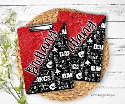 Red Dance Clipboard with Personalization Front and Back - Gift for Dance Teacher - Double Sided 9x12.5 inches