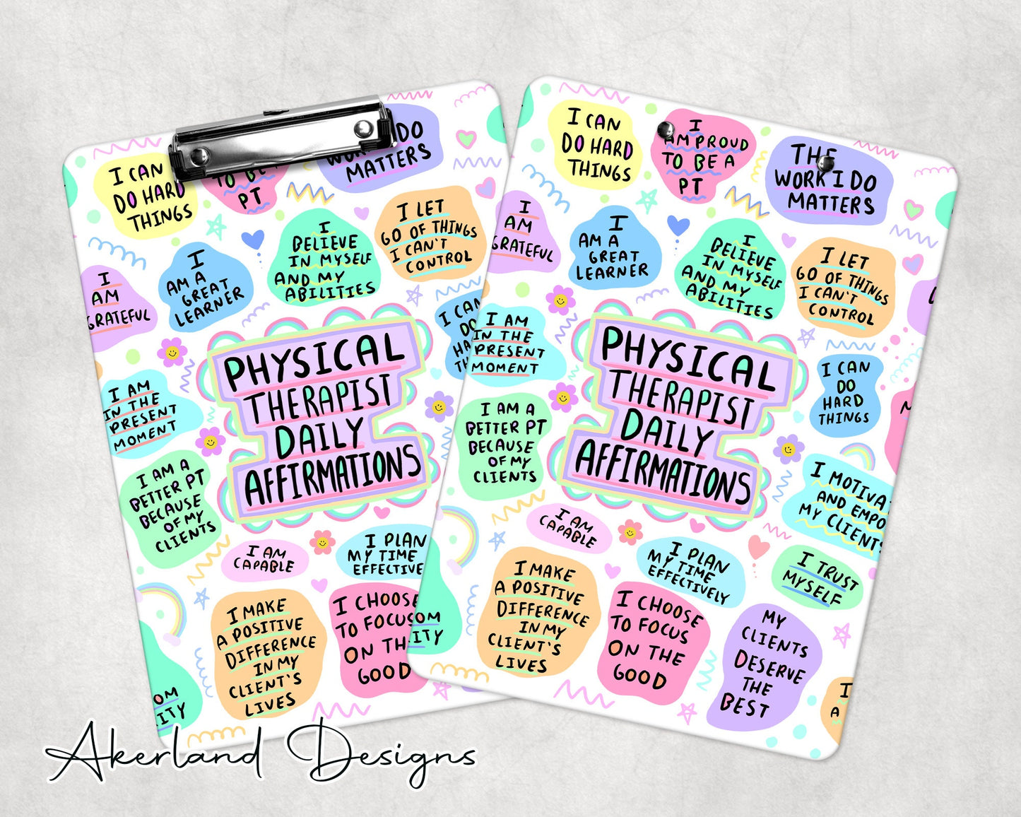 Physical Therapist Daily Affirmation Clipboard with Personalization Front and Back - Double Sided