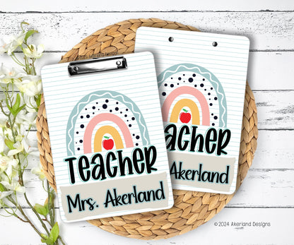 Teacher Clipboard with Personalization Front and Back - Regular Size or Mini Size - Double Sided 9x12.5 inches