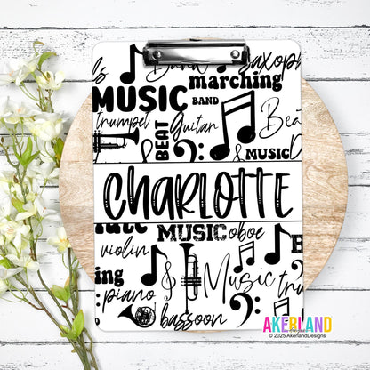 Personalized Music Themed Clipboard with Personalization on both sides FRONT AND BACK Teacher Appreciation Gift - Back to school gift