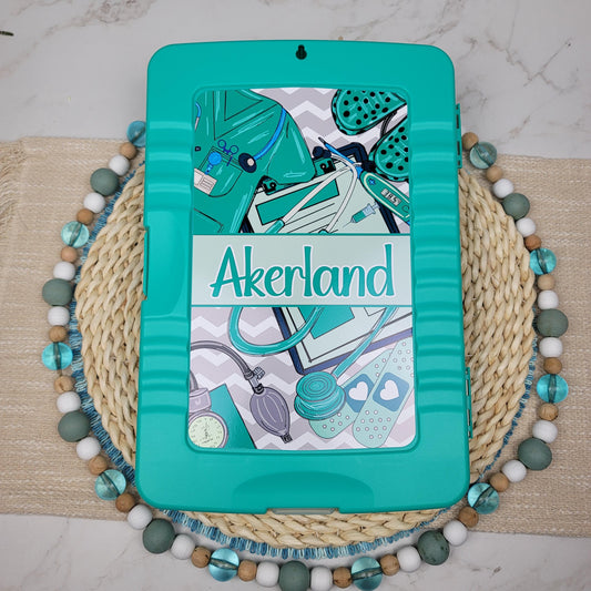 Green Nurse Clipboard with STORAGE personalized with a name, Nurse Appreciation Gift