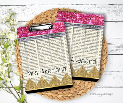 Teacher Clipboard Personalized with a name, Teacher Appreciation Gift, Pencil Themed Double Sided 9x12.5 inch