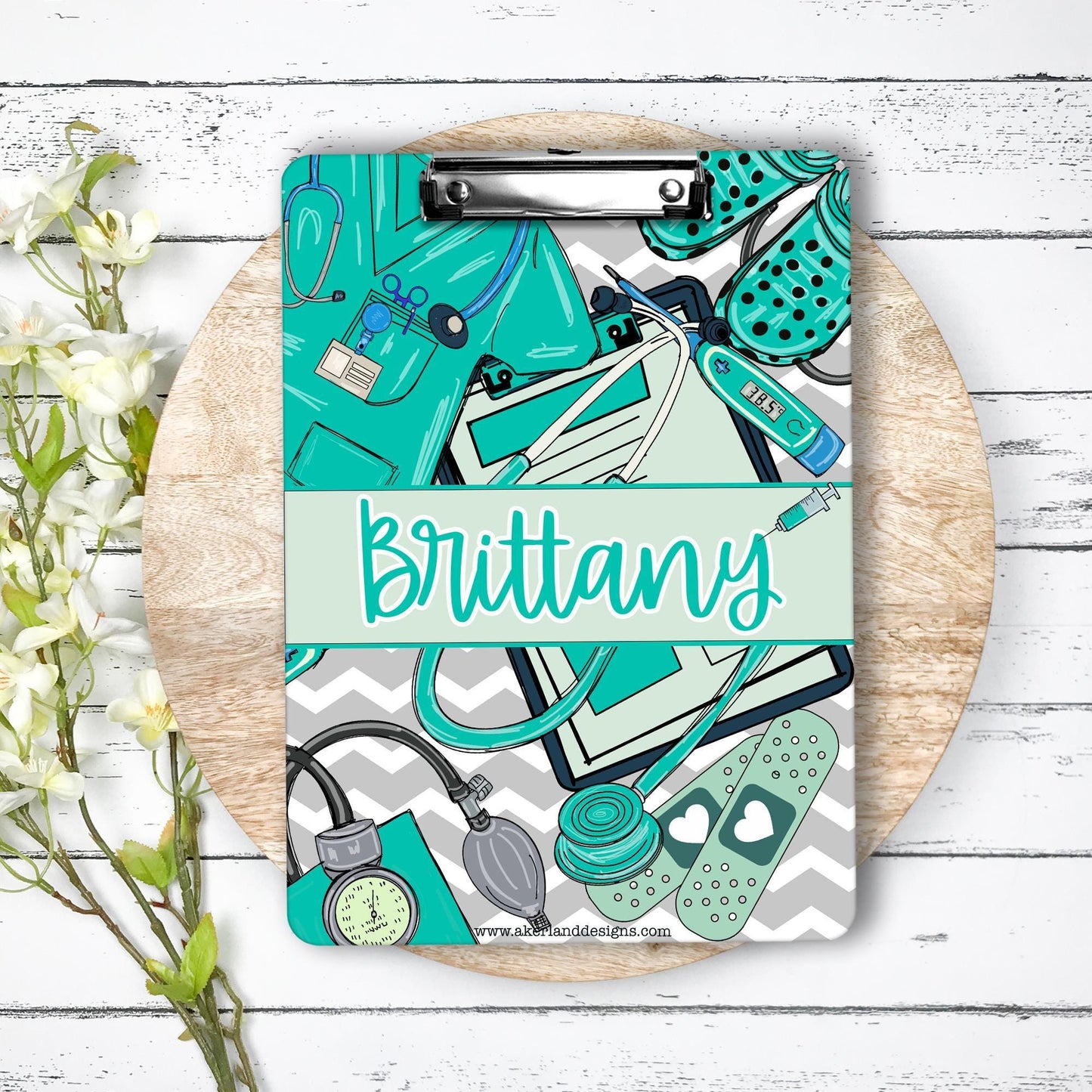Green Nurse Clipboard with name front and back - Nurse Gift - Nurse Graduate Gift -  Green Scrubs