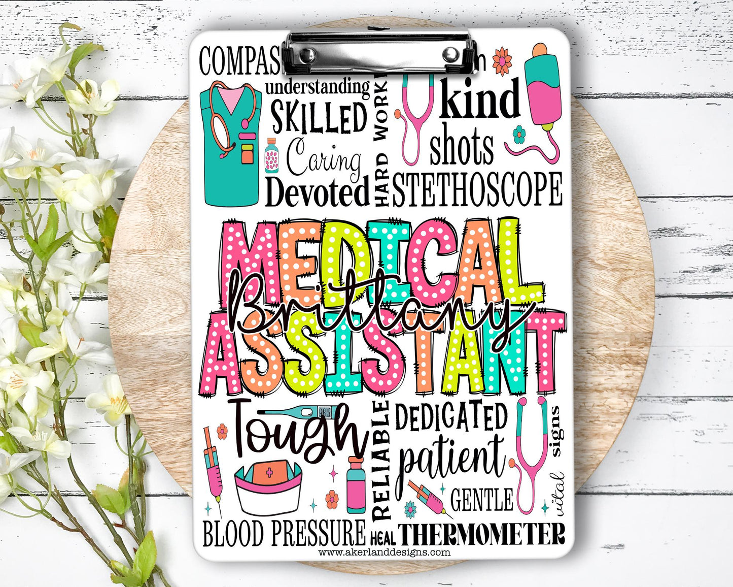 Medical Assistant Clipboard with Personalization Front and Back | Gift for MA - Image on both sides!