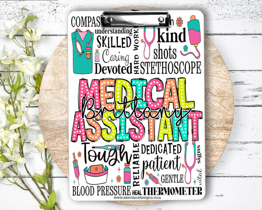 Medical Assistant Clipboard with Personalization Front and Back | Gift for MA - Image on both sides!