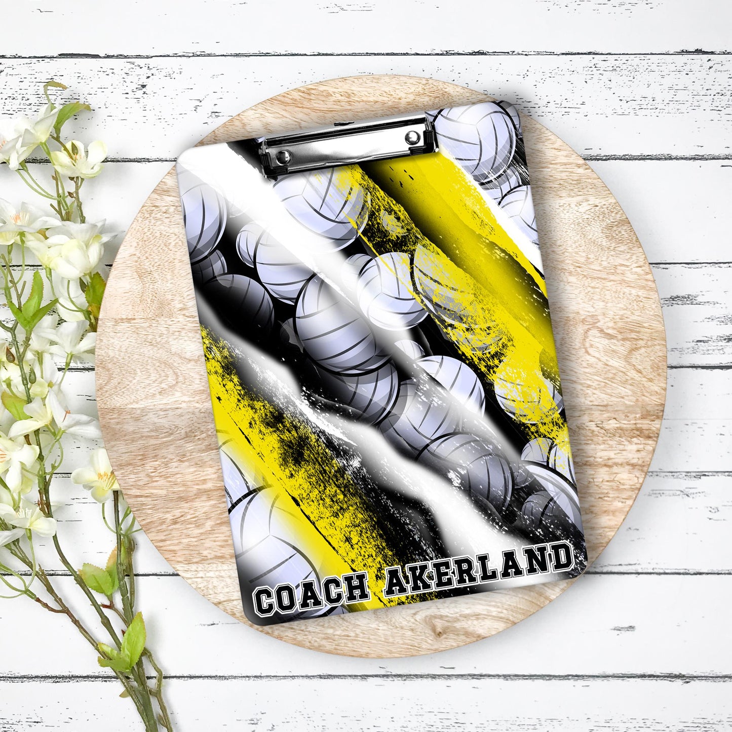 Yellow Volleyball Coach Clipboard with Personalization Front and Back  Gift for Coach - Double Sided