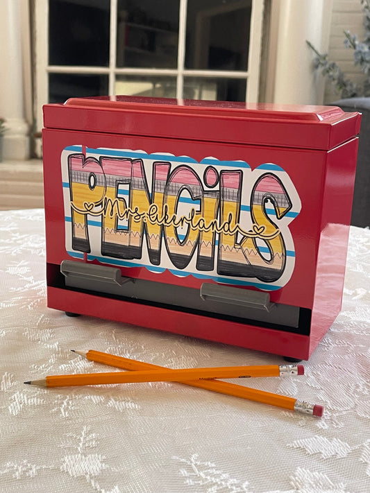 Pencil Dispenser Personalized for Teacher / Classroom Decor/ Gift for Teacher/ Teacher Appreciation Gift/ Stainless Steel Pencil Dispenser