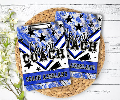Blue Cheer Clipboard with Personalization Front and Back Gift for Coach Cheerleader Design is printed on BOTH sides of the clipboard
