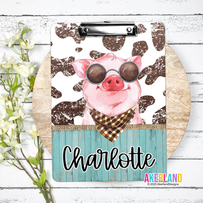 Cute Pig Clipboard with Personalization Front and Back    Teacher Appreciation Gift - Double Sided too!