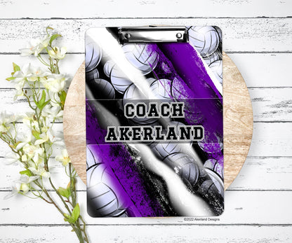 Purple Volleyball Coach Clipboard with Personalization Front and Back  Gift for Coach - Double Sided
