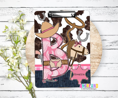 Custom Cowgirl Clipboard with Personalization, 9 x12.5 inch, Design is printed on both sides, Not a sticker