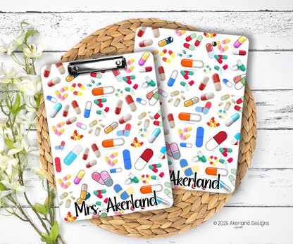 Pharmacist Clipboard Personalized with a name, Design printed on both sides. Great gift for pharmacy graduate!