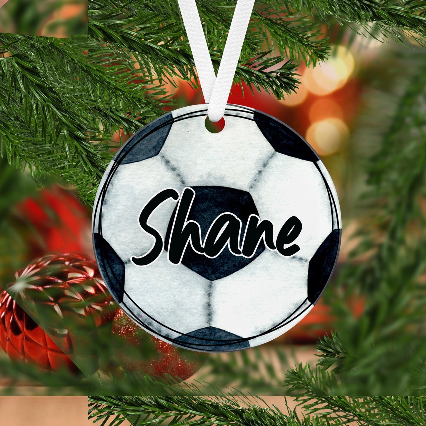 Baseball Christmas Ornament Acrylic 3" Round - different sports available, each one is personalized with a name