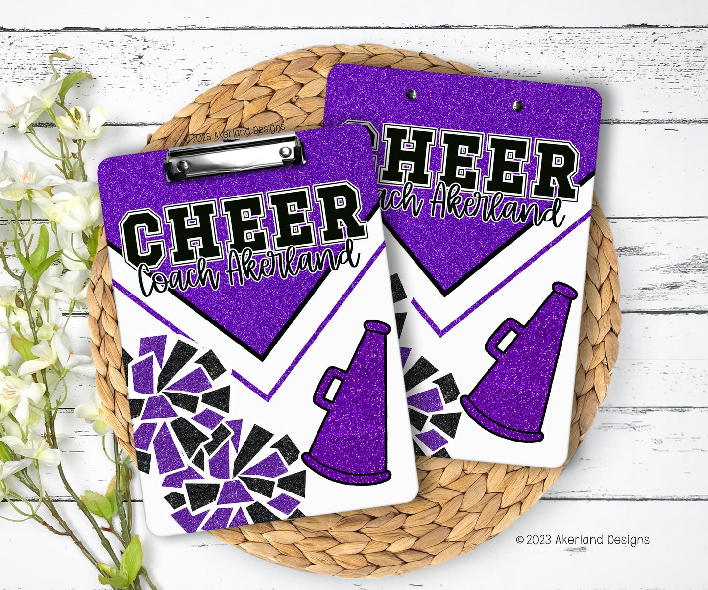 Purple Cheer Clipboard with Personalization Front and Back - Gift for Coach - Cheerleader - Double Sided 9x12.5