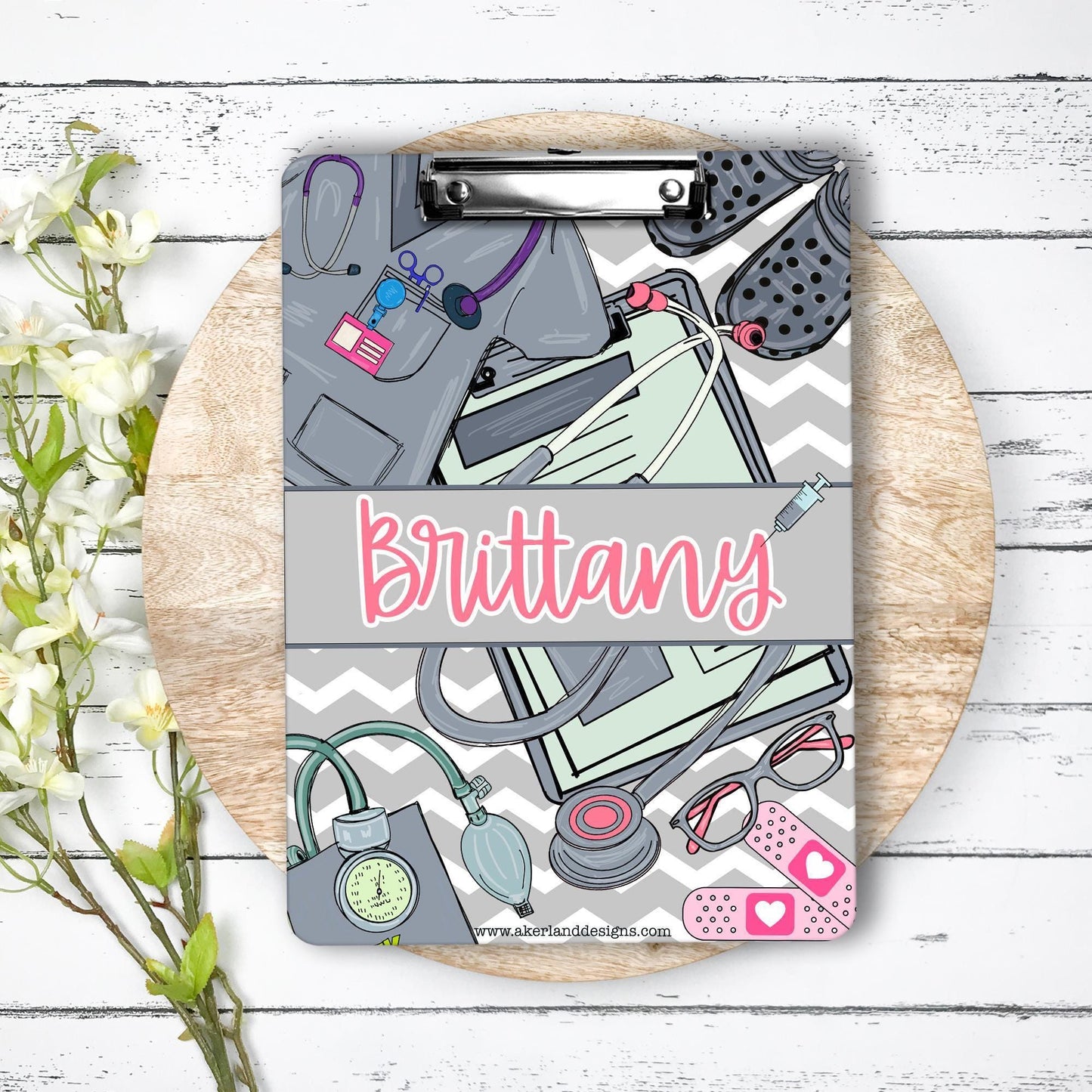 Gray Nurse Clipboard with name front and back - Nurse Gift - Nurse Graduate Gift -  Gray Scrubs