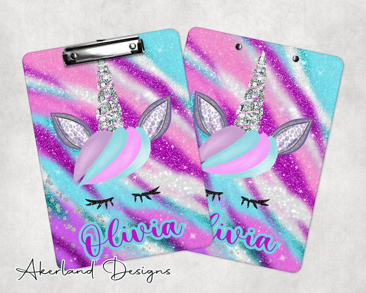 Unicorn Clipboard with Personalization Front and Back - Double Sided