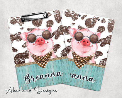 Cute Pig Clipboard with Personalization Front and Back    Teacher Appreciation Gift - Double Sided