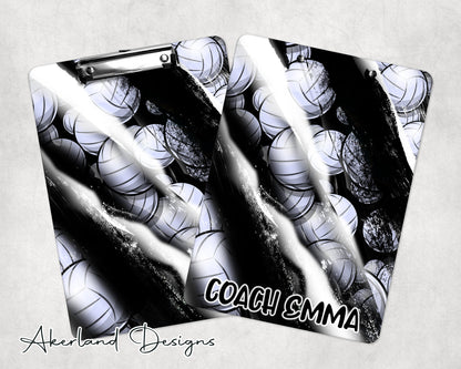 Black Volleyball Coach Clipboard with Personalization Front and Back - Gift for Coach - Double Sided