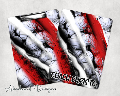 Red Volleyball Clipboard with Personalization Front and Back  Gift for Coach - Double Sided