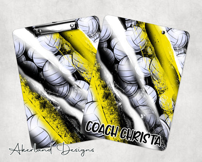 Yellow Volleyball Coach Clipboard with Personalization Front and Back  Gift for Coach - Double Sided