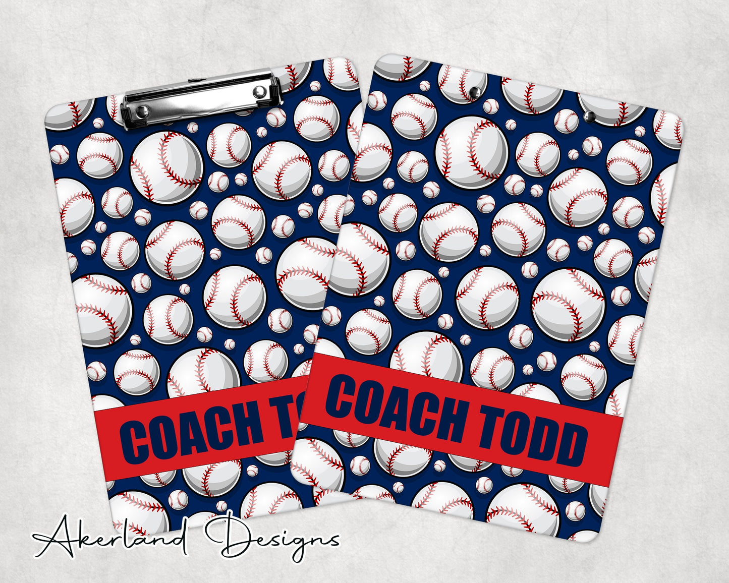 Blue Baseball Coach Clipboard with Personalization Front and Back /  9x12.5 or 6x9 - Double Sided