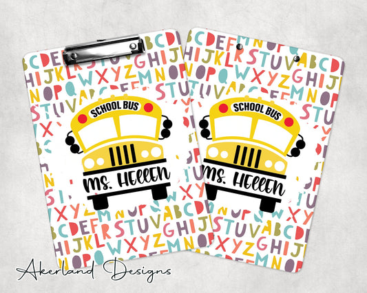 School Bus Driver Clipboard with Personalization Front and Back | Gift for School Bus Drivers - Double Sided