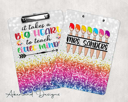 Rainbow Art Teacher Clipboard with Personalization | Gift for Teachers | Back To School | End of Year Gift - Double Sided