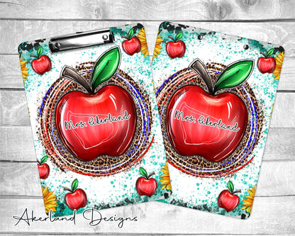 Teacher Clipboard Red Apple Teacher Appreciation Gift Personalized with a name, Back to School Gift - Double Sided