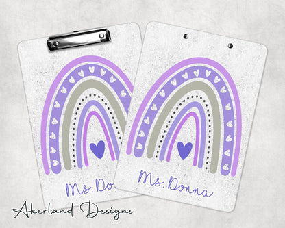 Pastel Purple Rainbow Clipboard | Teacher Appreciation Gift | Back to School Gift - Double Sided