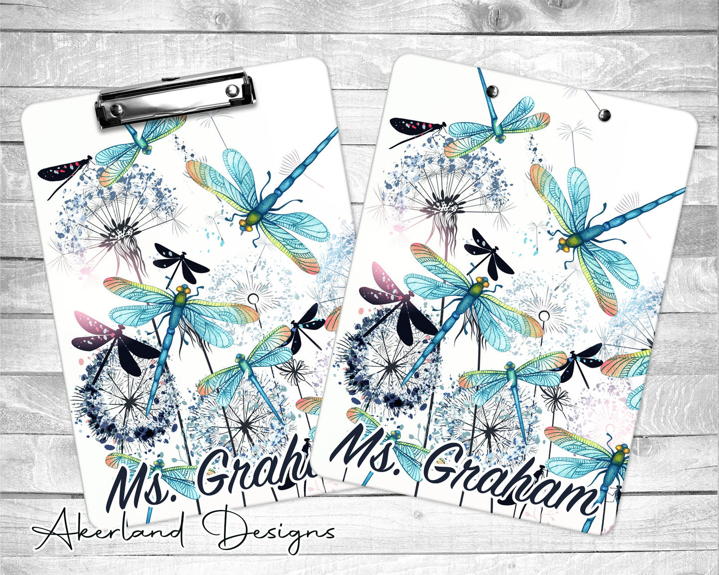 Blue Dragonfly Clipboard with Personalization Front and Back - Double Sided