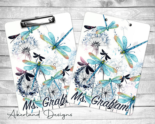 Blue Dragonfly Clipboard with Personalization Front and Back - Double Sided