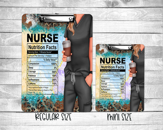 Nurse Clipboard Nutrition Fact Double Sided Clipboard with Personalization - Double Sided