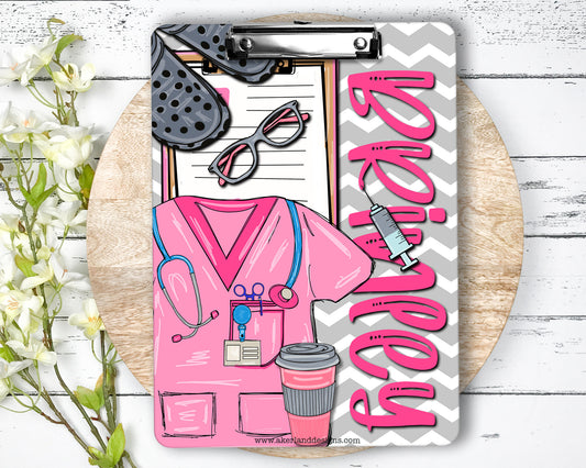 Nurse Clipboard with name front and back - Nurse Gift - Nurse Graduate Gift -  Scrub Color Options Blue, Green, Pink, Purple and Gray