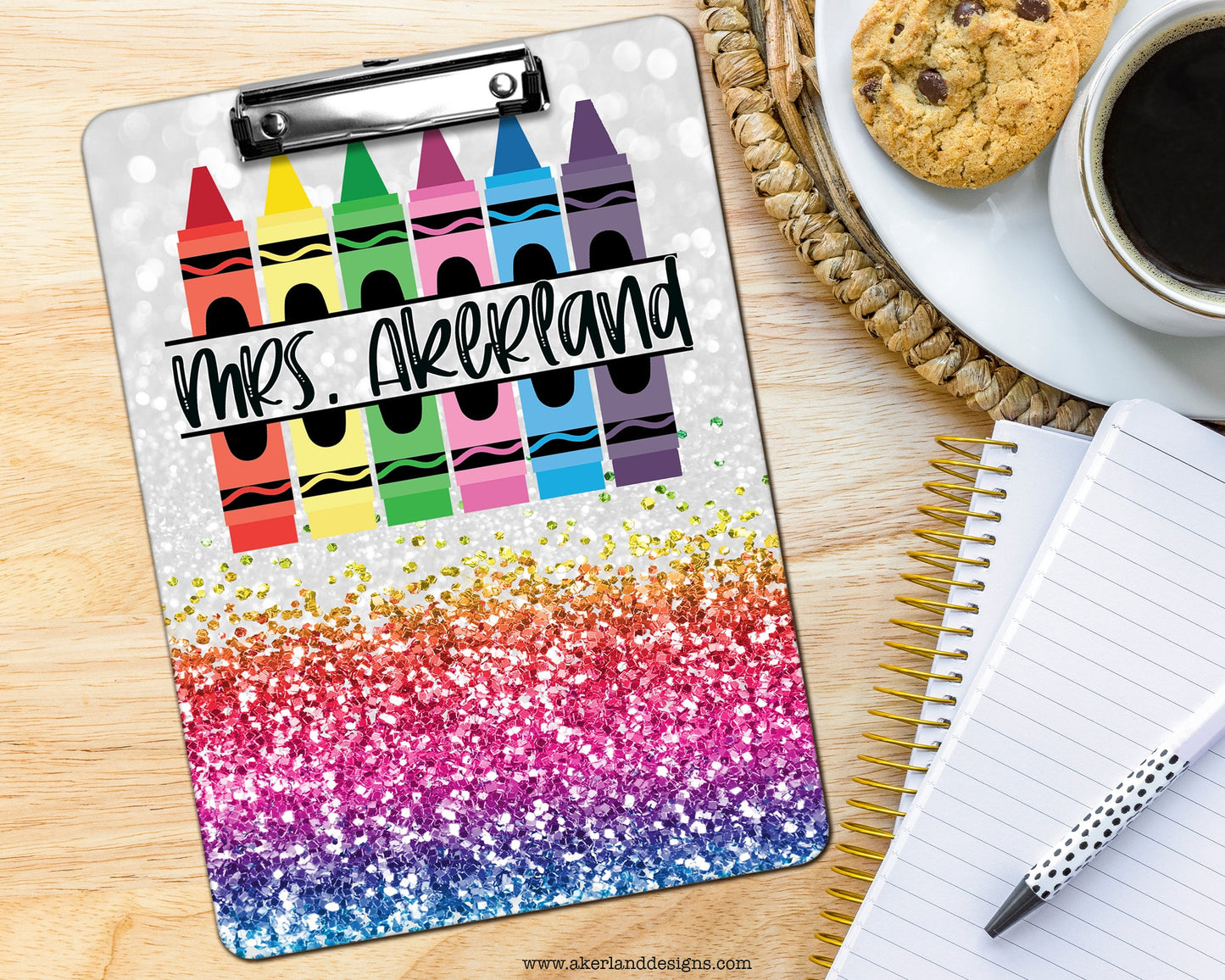 Rainbow Teacher Crayon Clipboard with Personalization Front and Back / 9in W by 12.5in H / Teacher Appreciation Gift - Double Sided