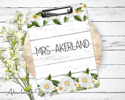 Floral Clipboard with Personalization Front and Back - Office Clipboard - Nurse Clipboard - Teacher Clipboard - Double Sided