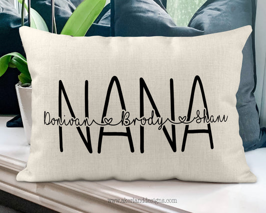 NANA Personalized Pillow Case 12 x 18 Inch - Gift for NANA - NANA Christmas Gift - Mothers Day Pillow