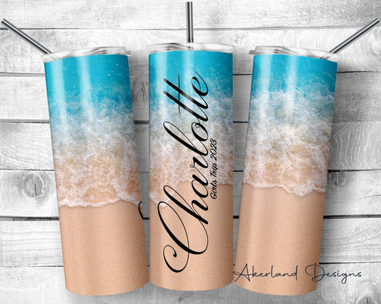 Girls Trip Vacation Beach Tumbler - Personalize with name - 20 oz or 30 oz Skinny Tumbler