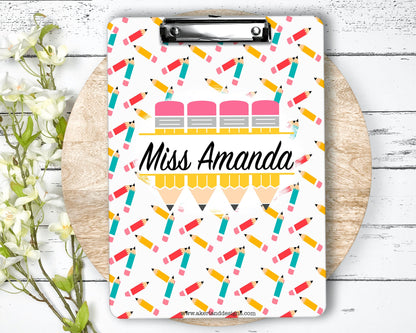 Teacher Pencil Clipboard with Personalization Front and Back - Double Sided, Great gift for teachers