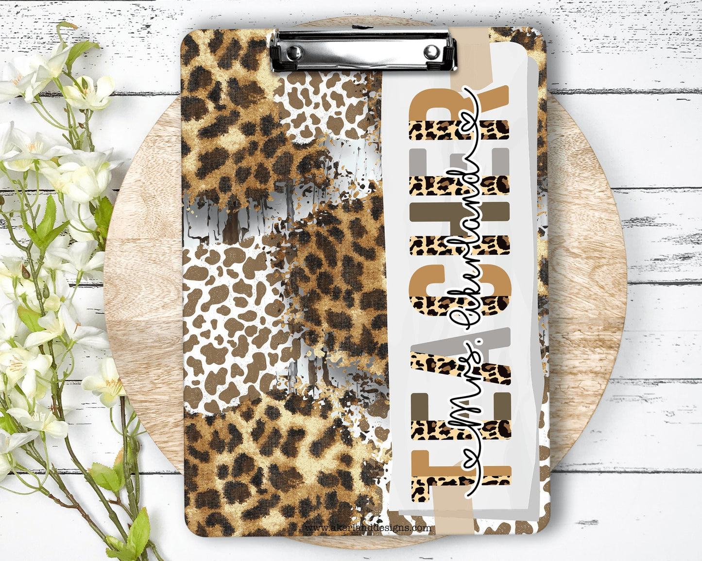 Leopard Teacher Clipboard with Personalization Front and Back  Gift for Teachers - Double Sided