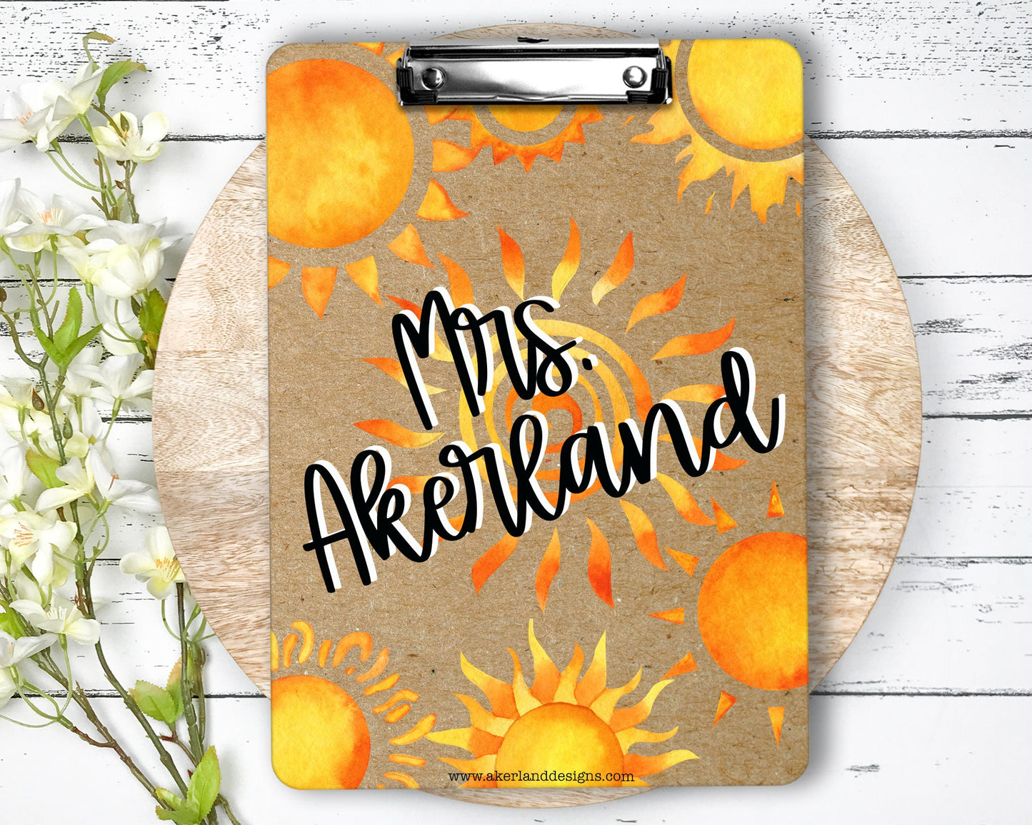 Sunburst Personalized Clipboard with Personalization on both sides FRONT BACK Teacher Appreciation Gift - Back to school gift - Double Sided