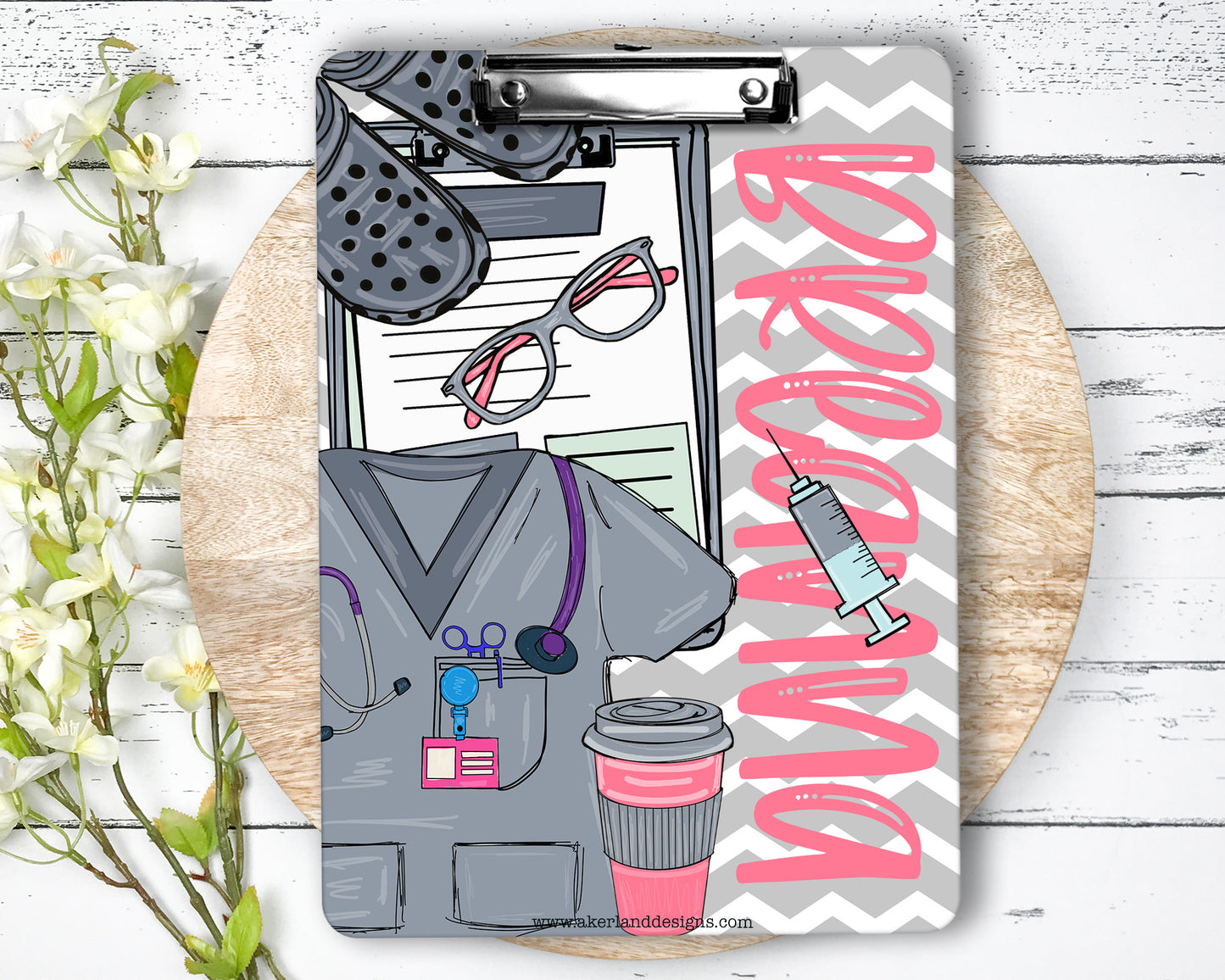 Nurse Clipboard with name front and back - Nurse Gift - Nurse Graduate Gift -  Scrub Color Options Blue, Green, Pink, Purple and Gray