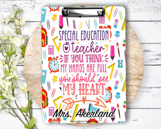 Special Education Teacher Clipboard with Personalization FRONT and BACK - SPED Teacher Gift - Double Sided