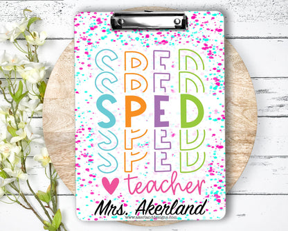 Special Education Teacher Clipboard with Personalization FRONT and BACK - SPED Teacher Gift - Double Sided