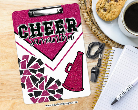 Pink Cheer Clipboard with Personalization Front and Back - Gift for Coach - Cheerleader - Double Sided