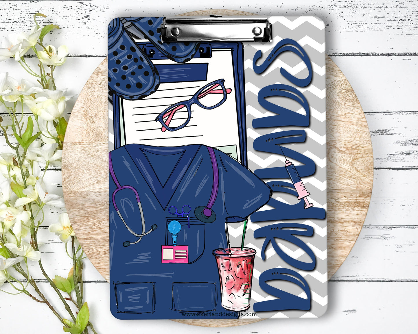 Nurse Clipboard with name front and back - Nurse Gift - Nurse Graduate Gift -  Scrub Color Options Blue, Green, Pink, Purple and Gray