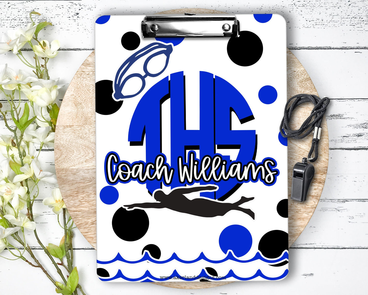 Personalized Blue Swim Coach Clipboard with Personalization on both sides FRONT AND BACK - Coach Appreciation Gift - Back to school gift