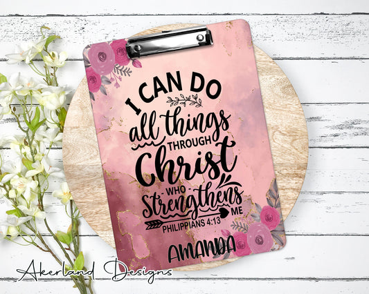 Philippians 4:13  Clipboard with Personalization Front and Back - Double Sided