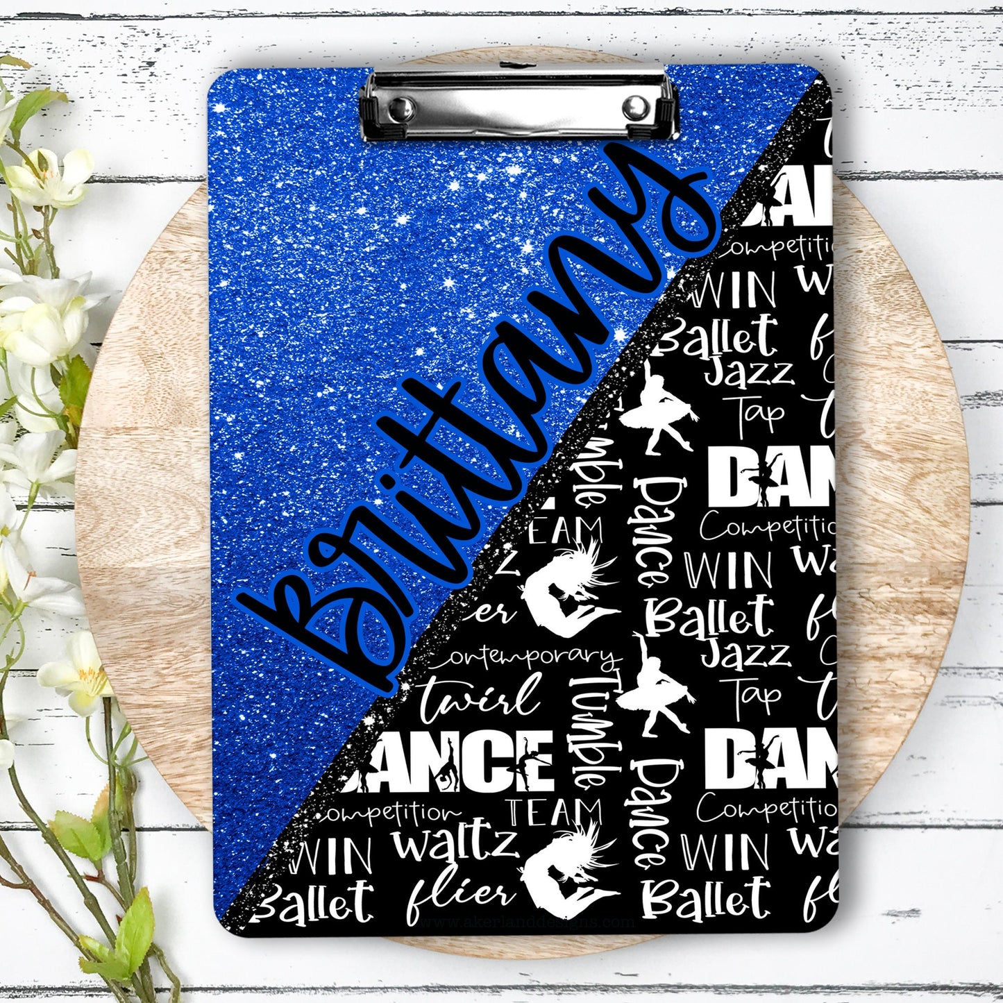 Blue Dance Clipboard with Personalization Front and Back - Gift for Dance Teacher - Double Sided